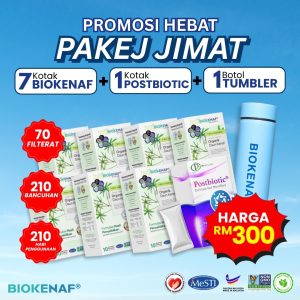 PAKEJ JIMAT (7 KOTAK BIOKENAF + 1 KOTAK POSTBIOTIC + 1 TUMBLER)